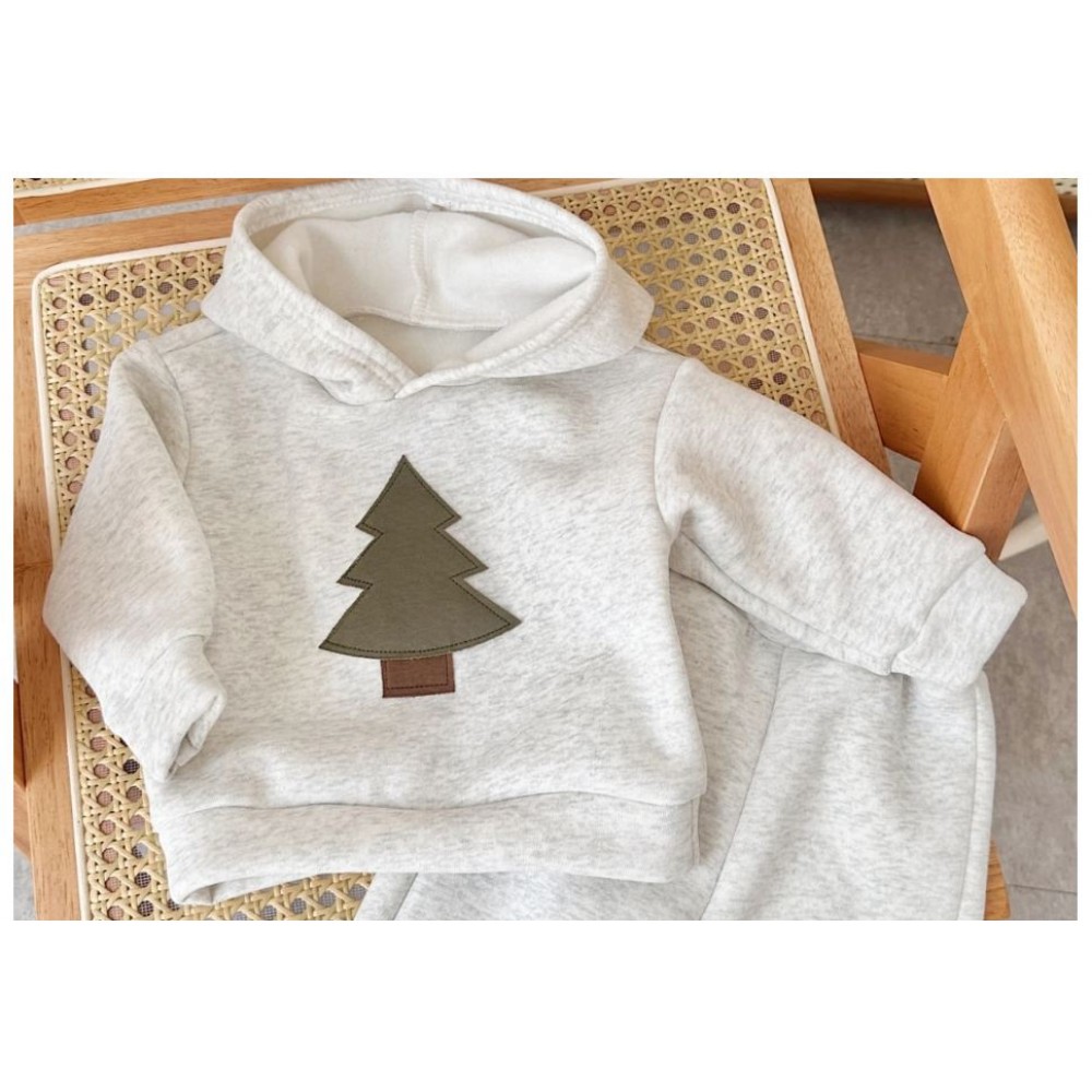 Baby Boys Christmas Tree Set Children's Hooded Flannel Tracksuit Boys 2 Pcs/Set Kids Clothes Baby Girls Winter Coat Pant Sets