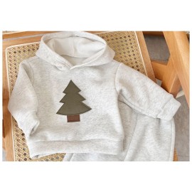 Baby Boys Christmas Tree Set Children's Hooded Flannel Tracksuit Boys 2 Pcs/Set Kids Clothes Baby Girls Winter Coat Pant Sets