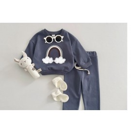 0-4Y Baby Boy Girl Clothes Set Newborn Infant Autumn Spring Handmade Rainbow Outfits Tops Pants Children's Wear Kids Clothing