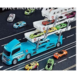 Ejector container truck engineering car with 6 alloy car children's toy pull-back car toy Christmas Thanksgiving gift