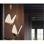 Indoor Gold LED Chandelier Lamp Pendant Light for Dinning Room Kitchen Nordic Butterfly Hanging Lighting for Bedroom Living Room