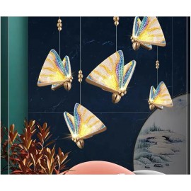 Indoor Gold LED Chandelier Lamp Pendant Light for Dinning Room Kitchen Nordic Butterfly Hanging Lighting for Bedroom Living Room